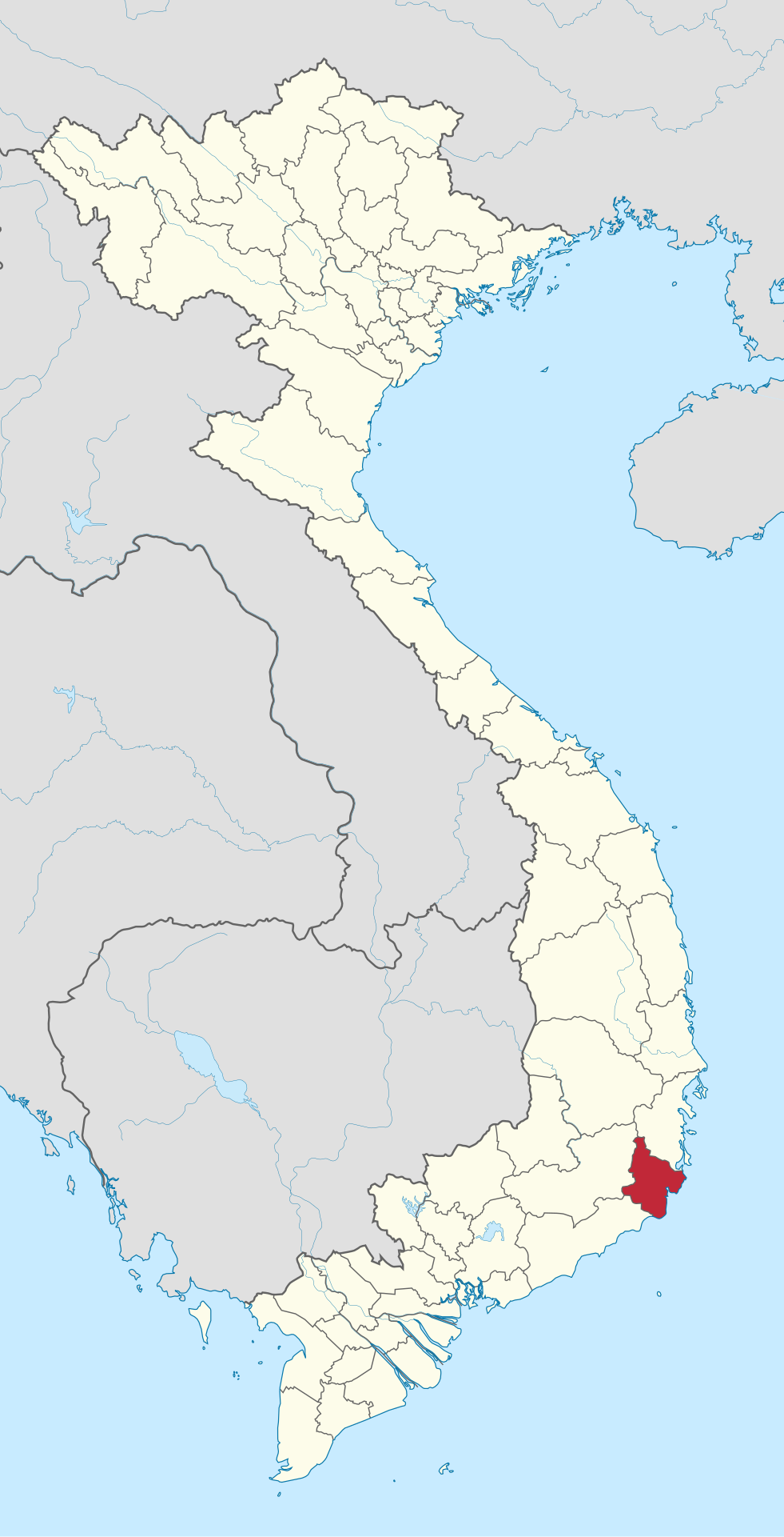 Vị trí tỉnh Ninh Thuận trên bản đồ Việt Nam. Nguồn: wikipedia